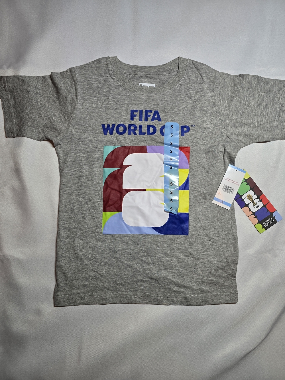 Kids FIFA World Cup Gray Graphic Tee with Colorful Number Print